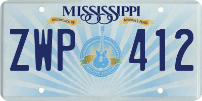 MS license plate ZWP412