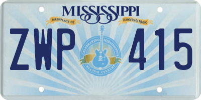 MS license plate ZWP415