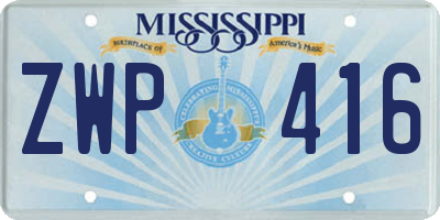MS license plate ZWP416