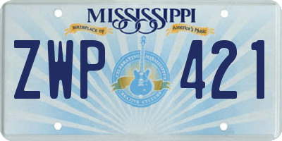 MS license plate ZWP421