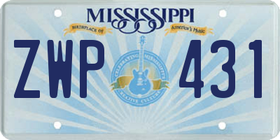 MS license plate ZWP431