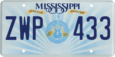 MS license plate ZWP433