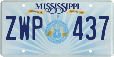 MS license plate ZWP437