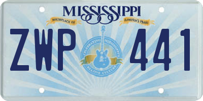MS license plate ZWP441