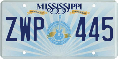 MS license plate ZWP445