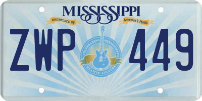 MS license plate ZWP449