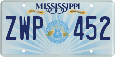 MS license plate ZWP452