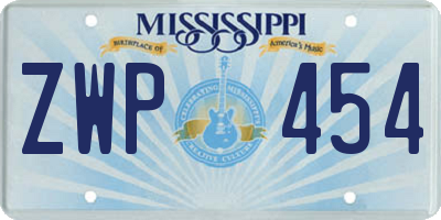 MS license plate ZWP454