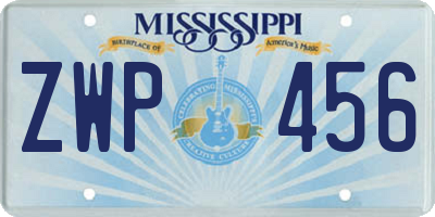 MS license plate ZWP456