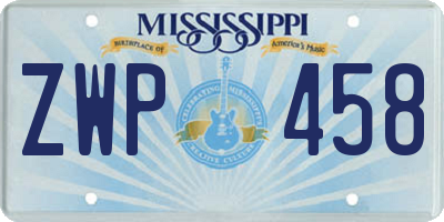 MS license plate ZWP458