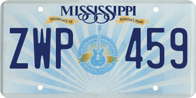 MS license plate ZWP459