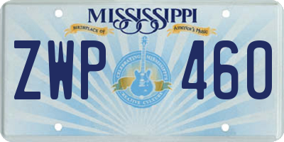 MS license plate ZWP460