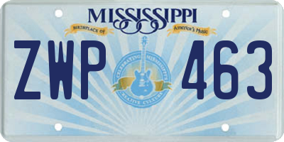 MS license plate ZWP463