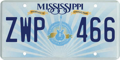 MS license plate ZWP466