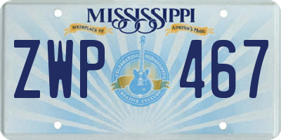 MS license plate ZWP467