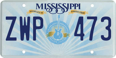 MS license plate ZWP473