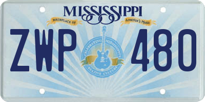 MS license plate ZWP480