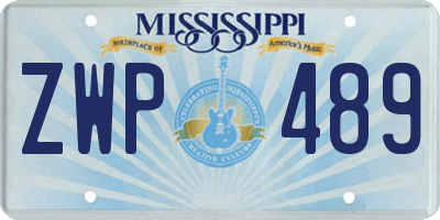 MS license plate ZWP489