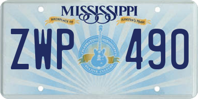 MS license plate ZWP490