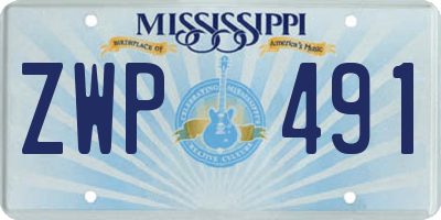 MS license plate ZWP491