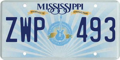 MS license plate ZWP493