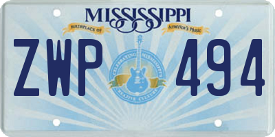 MS license plate ZWP494