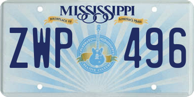 MS license plate ZWP496