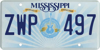 MS license plate ZWP497