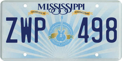 MS license plate ZWP498