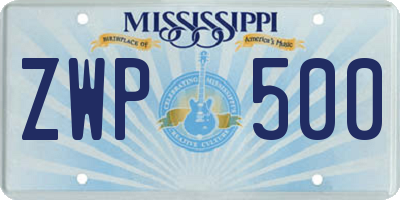 MS license plate ZWP500