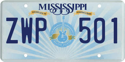 MS license plate ZWP501