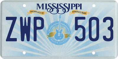 MS license plate ZWP503