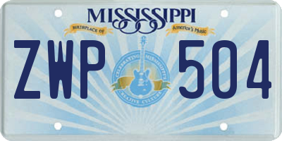 MS license plate ZWP504
