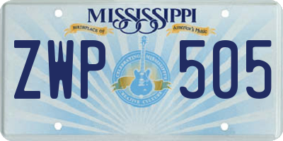 MS license plate ZWP505