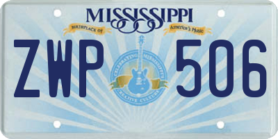 MS license plate ZWP506