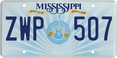 MS license plate ZWP507