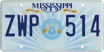 MS license plate ZWP514