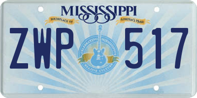 MS license plate ZWP517