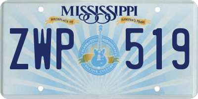 MS license plate ZWP519