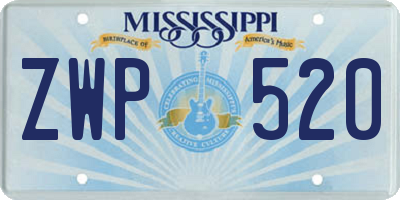 MS license plate ZWP520