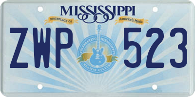 MS license plate ZWP523