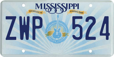 MS license plate ZWP524