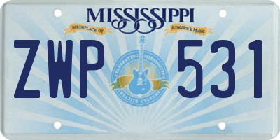 MS license plate ZWP531
