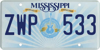 MS license plate ZWP533