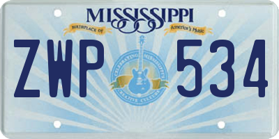 MS license plate ZWP534