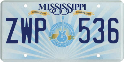 MS license plate ZWP536