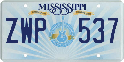 MS license plate ZWP537