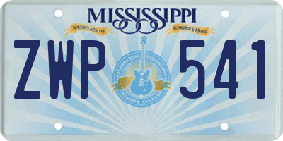 MS license plate ZWP541