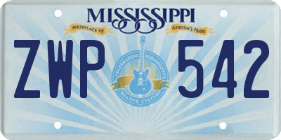 MS license plate ZWP542