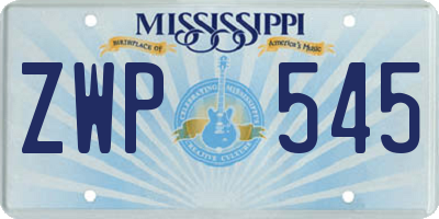 MS license plate ZWP545